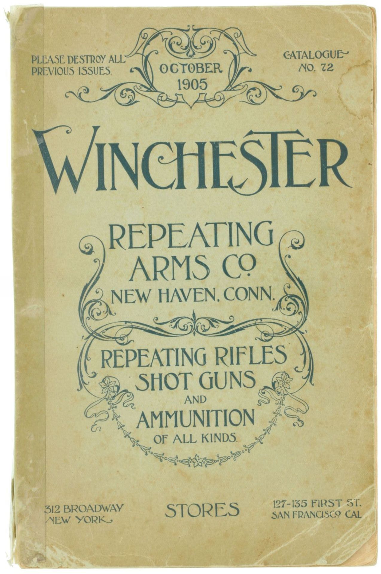 Winchester Hauptkatalog und Preisliste No.72 von 1905
