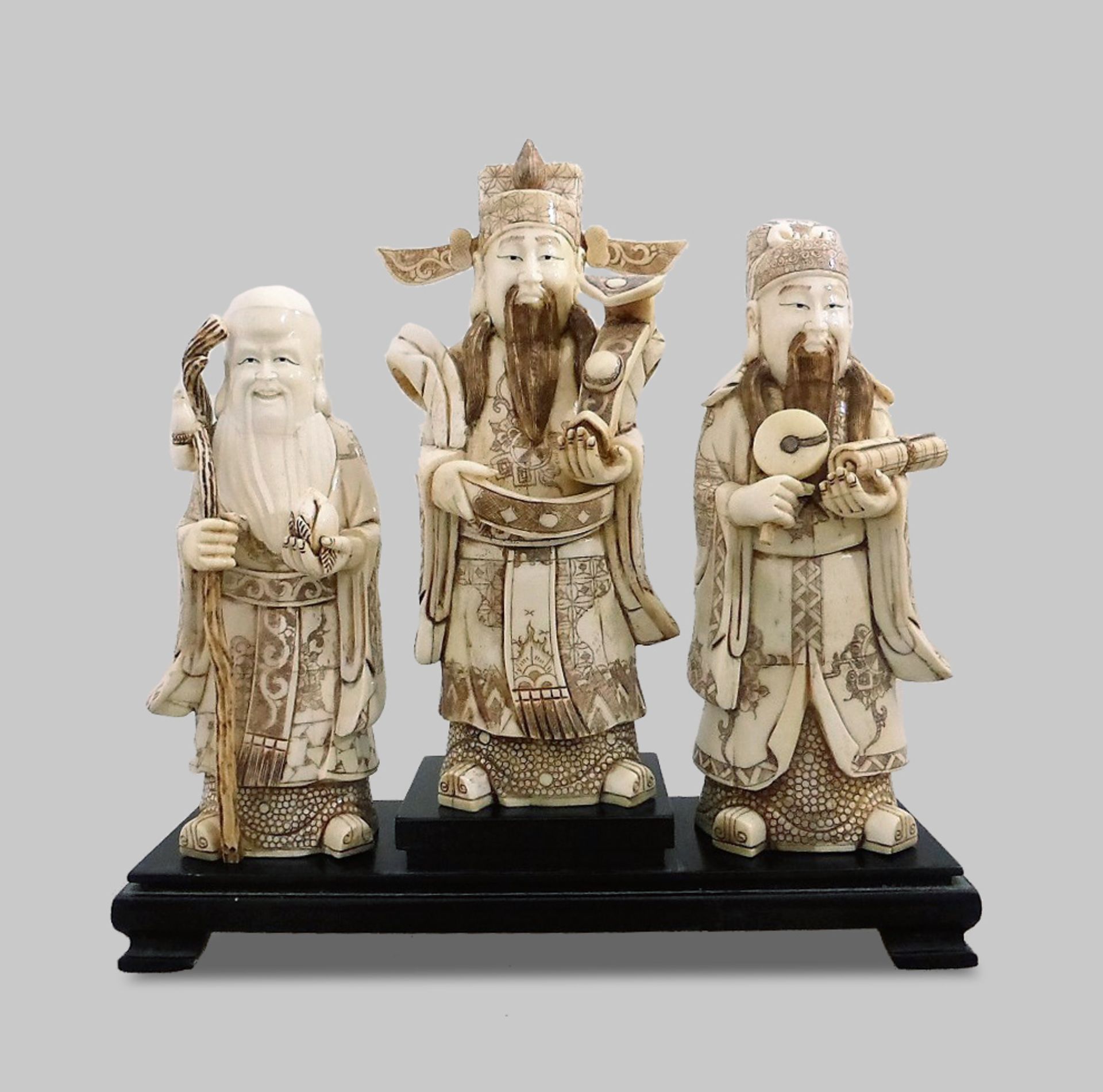 3 Glücksgötter / China um 1900