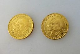 2x 20 Lei / Rumänien 1944 / Gold 900