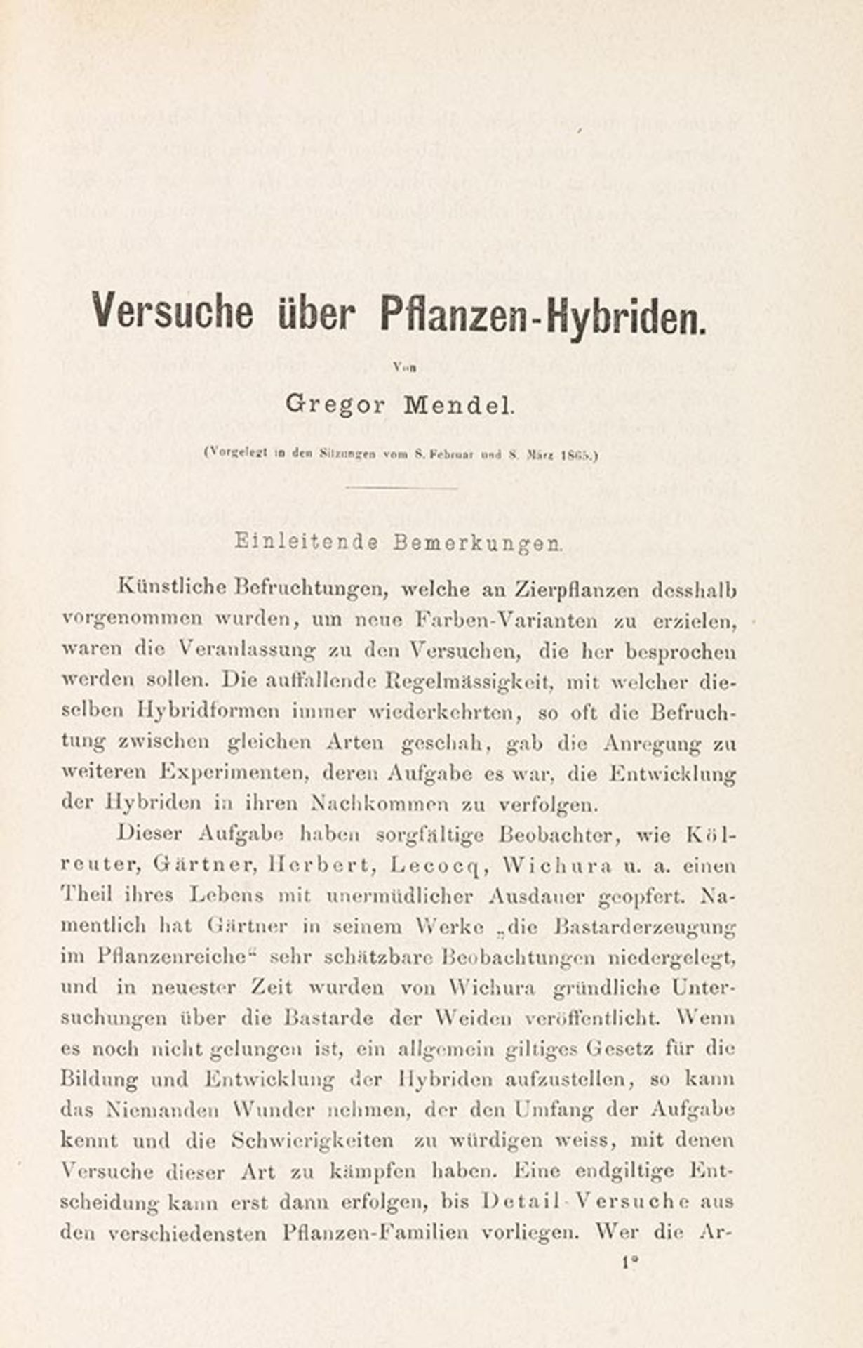 Gregor Mendel - Versuche über Pflanzen-Hybriden. In: Verhandlungen des