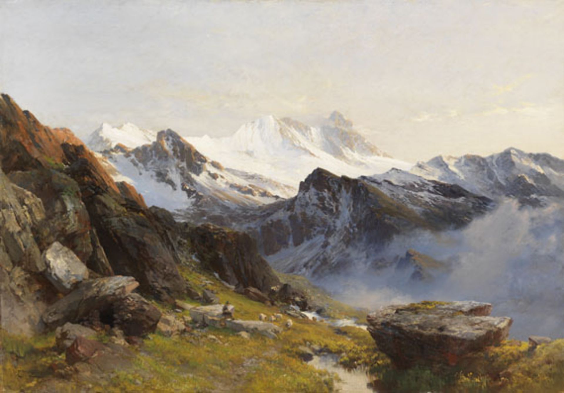 Edward Theodore Compton - Großglockner von der Prager Hütte aus, früh - Öl auf Leinwand - 1890