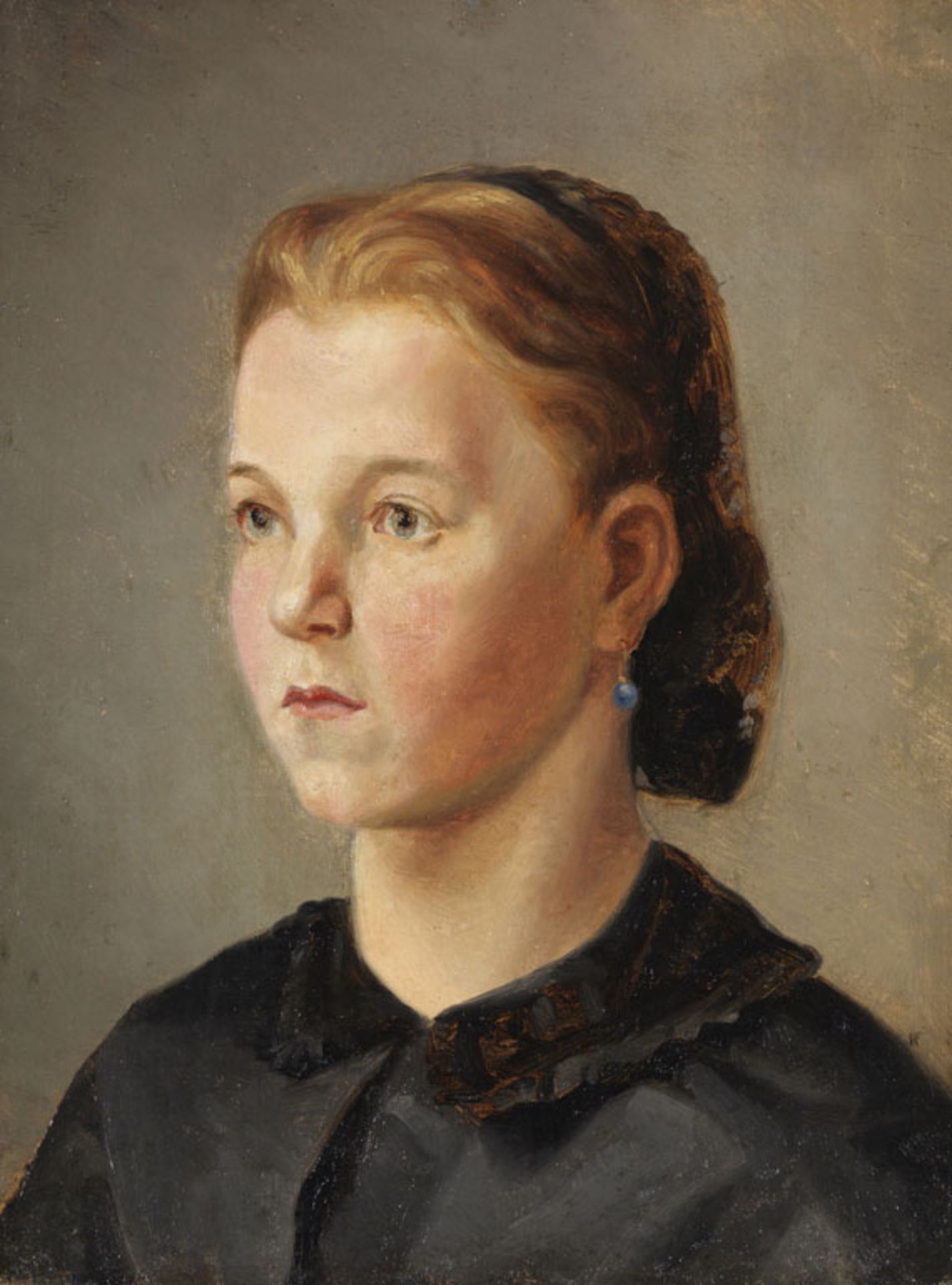 Wilhelm Leibl - Mädchenbildnis (Therese Heyden) - Öl auf Leinwand - 1863