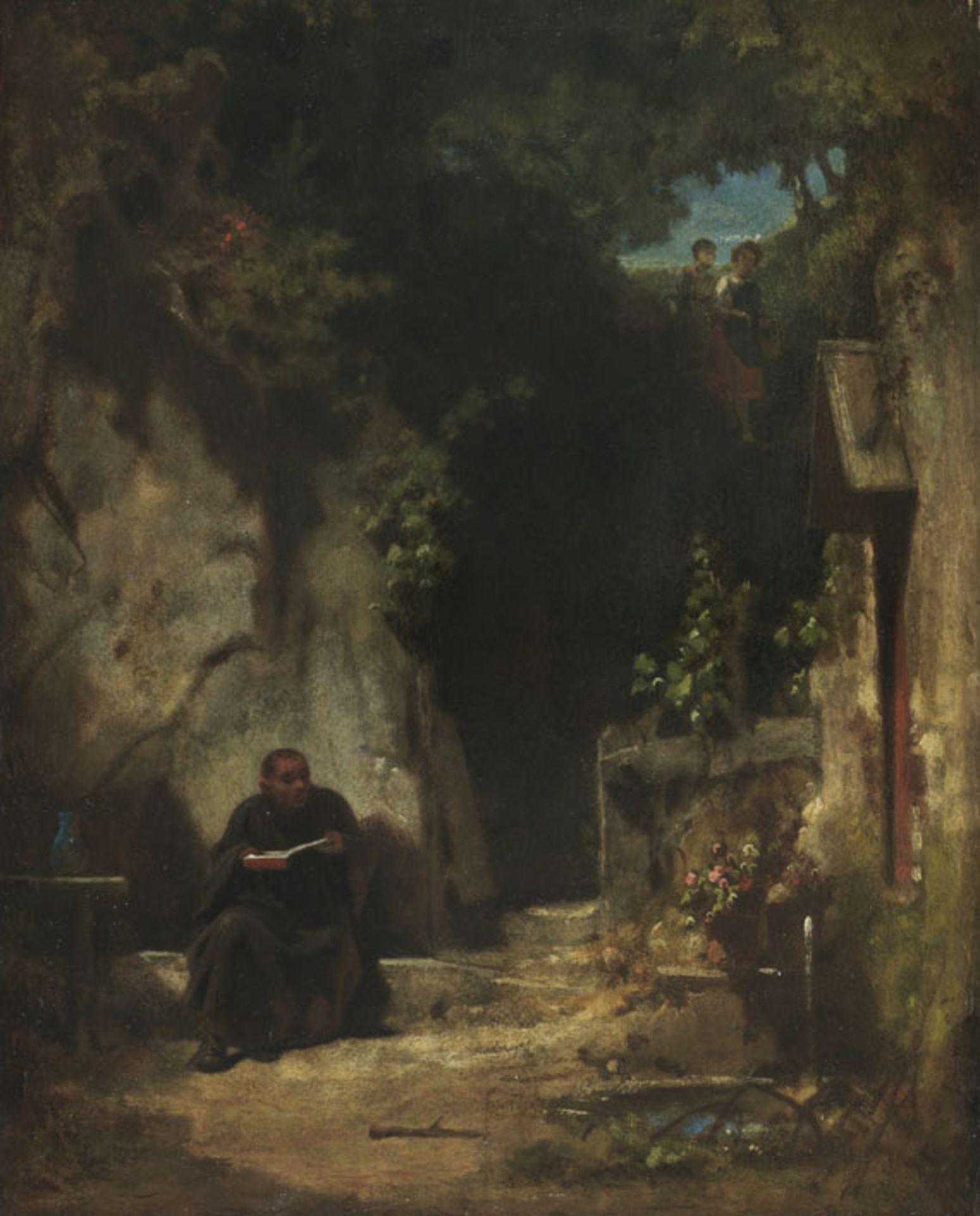 Carl Spitzweg - Einsiedler mit Mädchen - Öl auf Holz - 1870