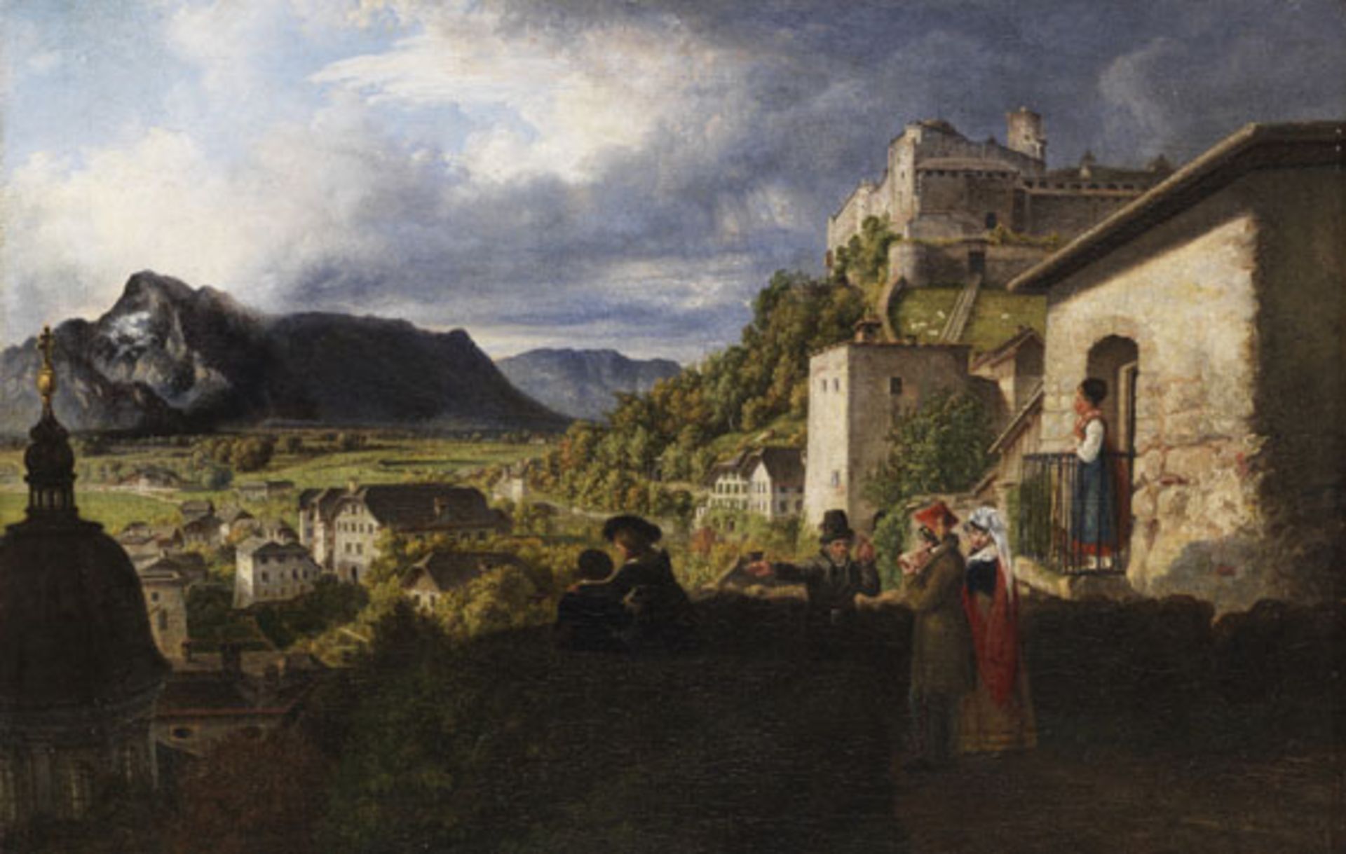 Deutschland - Blick auf Hohensalzburg, Erhardkirche und den Untersberg - Öl auf Leinwand - 1820