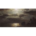 Louis Douzette - Mondnacht - Öl auf Leinwand - 1872
