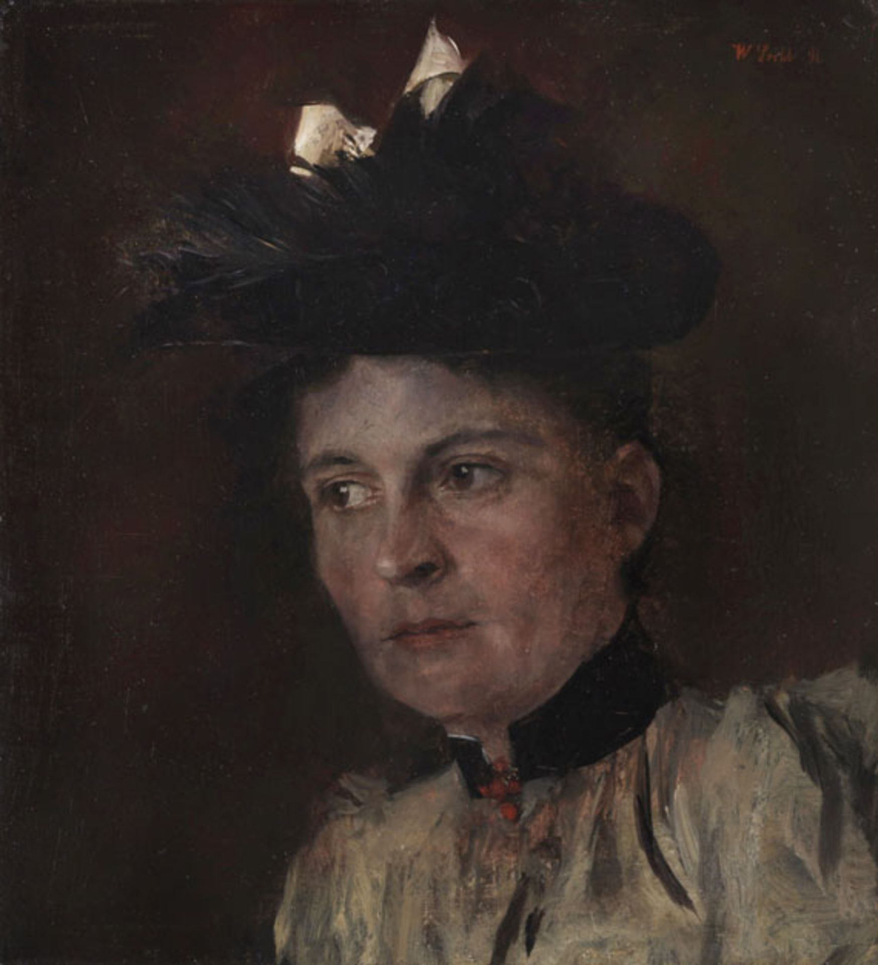 Wilhelm Leibl - Bildnis Frau Auguste Mayr - Öl auf Holz - 1891