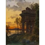 Ferdinand Knab - Abendliche Ruinenlandschaft - Öl auf Holz - 1891