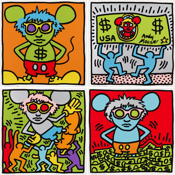 Keith Haring - Andy Mouse (4 Blatt) - Farbserigrafie - 1986
