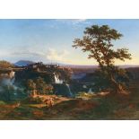 Johann Jakob Frey - Die Kaskaden von Tivoli in der Abendsonne - Öl auf Leinwand - 1861