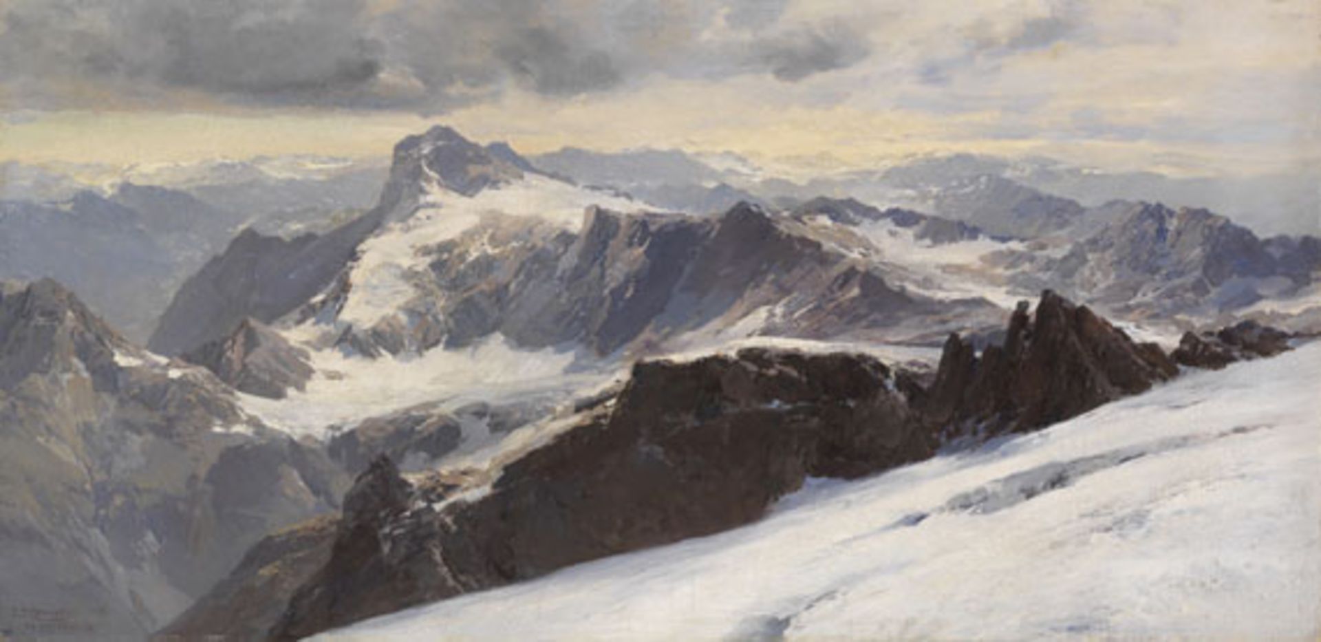 Edward Theodore Compton - Die Alpen von Graubünden vom Tödi aus - Öl auf Leinwand - 1900