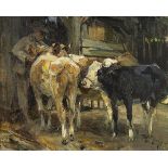 Heinrich von Zügel 1850 Murrhardt - 1941 München Kühe vor dem Stall. 1920. Öl auf Leinwand. Diem
