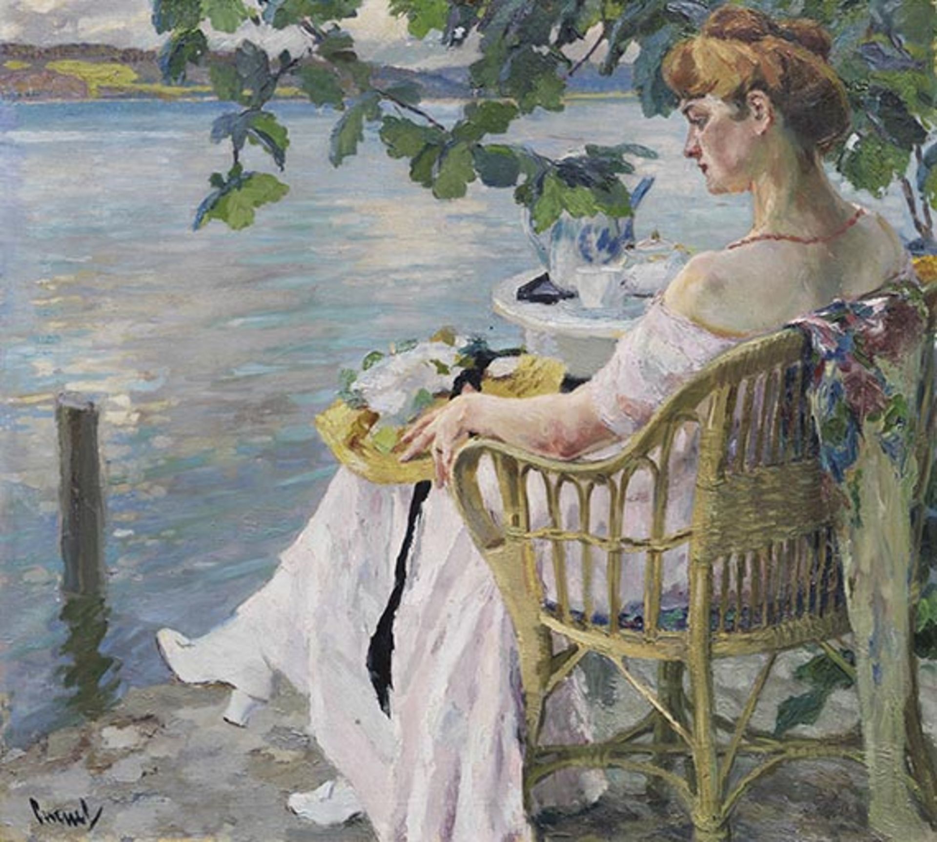 Edward Cucuel 1875 San Francisco - 1954 Pasadena Sommerabend. 1916. Öl auf Leinwand. Links unten