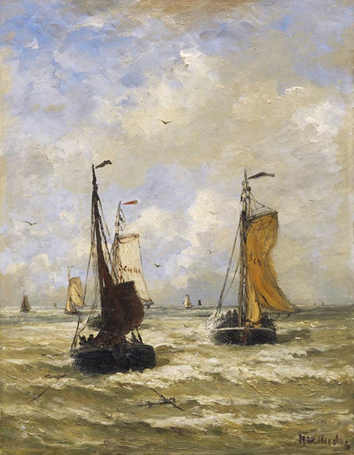 Hendrik Willem Mesdag 1831 Groningen - 1915 Den Haag Die Rückkehr der Fischer. 1890. Öl auf Holz.