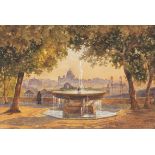 Salomon Corrodi 1810 Fehraltorf/Zürich - 1892 Como Blick über Rom vom Brunnen der Villa Medici. Um