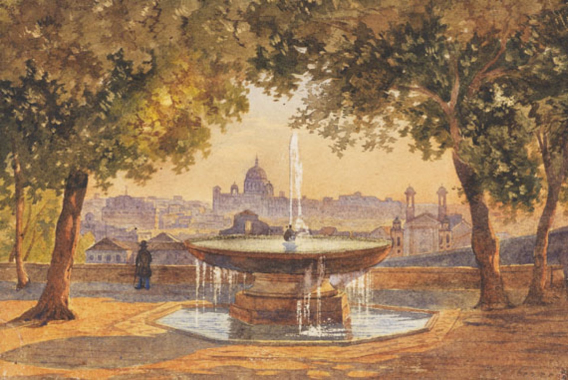 Salomon Corrodi 1810 Fehraltorf/Zürich - 1892 Como Blick über Rom vom Brunnen der Villa Medici. Um