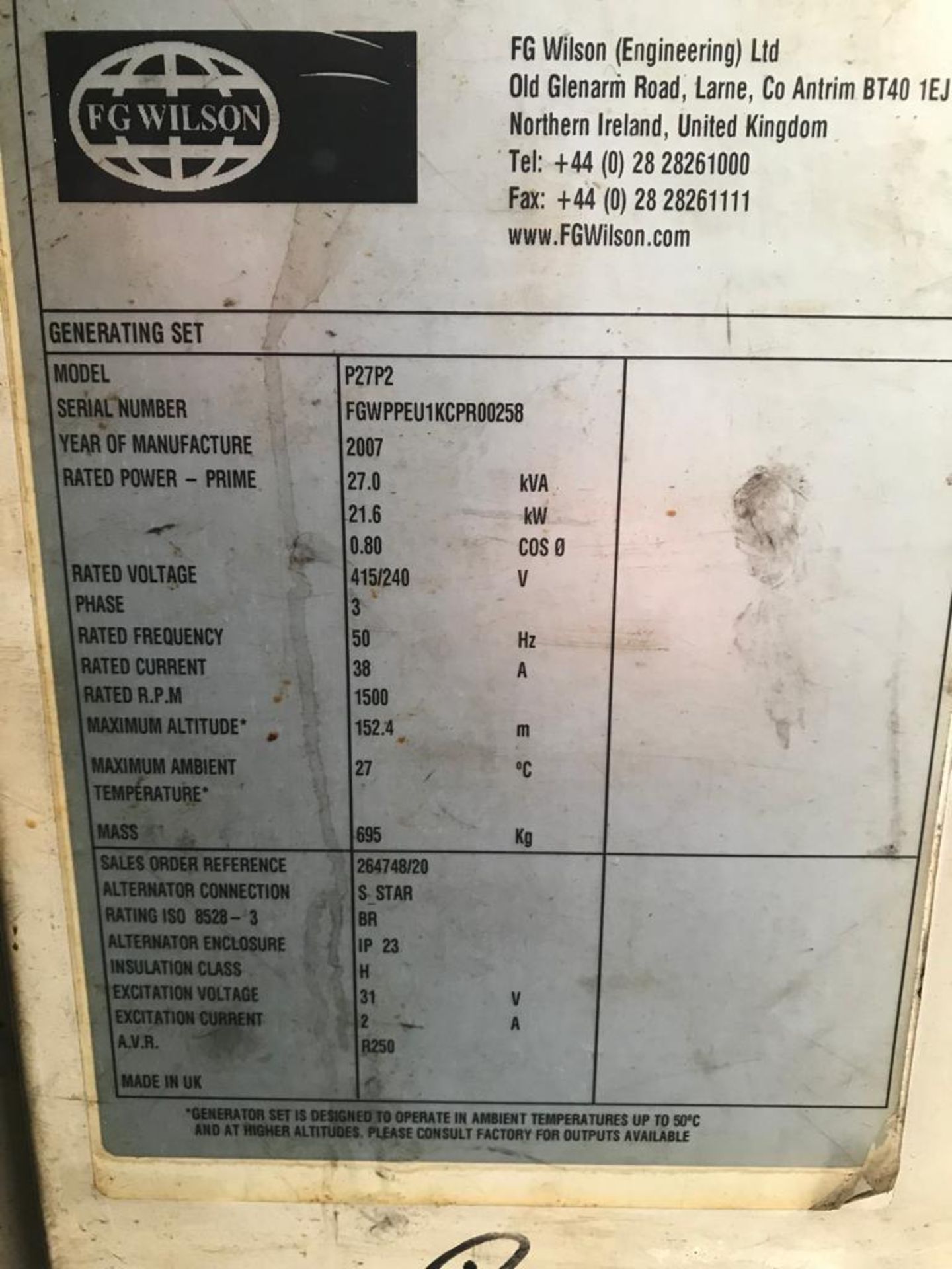 PRERKINS DIESEL GENERATOR - Image 3 of 9