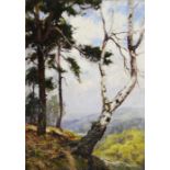 N. Peach, Trees in Landscape, oil on canvas laid o