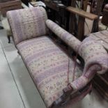 A Victorian part salon suite comprising a chaise longue and two arm chairs