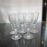 A set of Five Thomas Webb sherry glasses. (5)