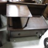 An oak hall seat with telephone shelf above box se