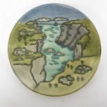 A Moorcroft Coastline plate, circular form, trial