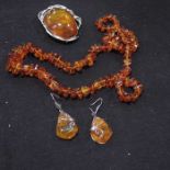 A selection of amber and copal jewellery