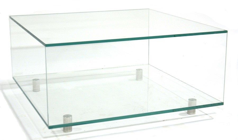 A contemporary Glassdomain glass coffee table, ope