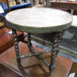 A brass topped folding occasional table, cast Pers