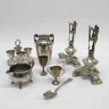 A large collection of silver plate including teapo