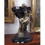 Art Nouveau Style Bronze Figural mirror base, mark