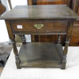 A 17th century style joined oak side table, single