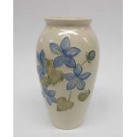Walter Moorcroft, blue geranium on white vase, inv