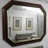 An octagonal mahogany wall mirror, 73cm wide