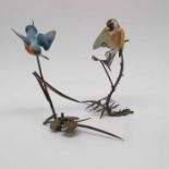 Albany Worcester goldfinch on bronzed thistle base