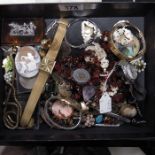 A selection of jewellery and watches, including a Tissot watch, a Victorian mourning brooch etc.