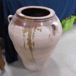 A large terracotta olive jar, inverse baluster for