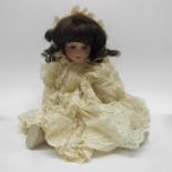 Simon & Halbig bisque headed doll, brown glass eye