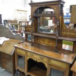 An Edwardian mahogany and marquetry inlaid mirror back sideboard