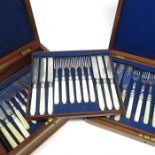 A set of silver plated fish knives and forks in ma