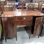 An Edwardian mahogany and parquetry inlaid sideboard