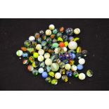 A collection of glass marbles