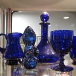 A Collection of glass including Thomas Webb blue d