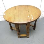 An oak gateleg occasional table