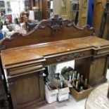 A Victorian twin pedestal breakfront sideboard, ca