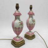 A pair of Dresden style porcelain and gilt metal m