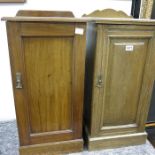 Two Victorian pedestal pot cupboards, one in oak,