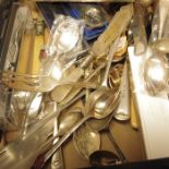 Souvenir spoons, silver plated cutlery and candle