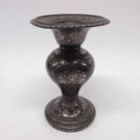 An Indian bidri vase,, footed baluster and f
