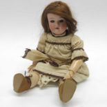 Simon & Halbig bisque headed doll, fixed blue eyes