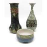 Two Royal Doulton stoneware vase and bowl, 33.5cm hi